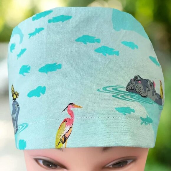 PREMIUM Hippo~ Euro Style Scrub Cap, Unisex Nurse Cap, CNA, RN, MD - Picture 2 of 4